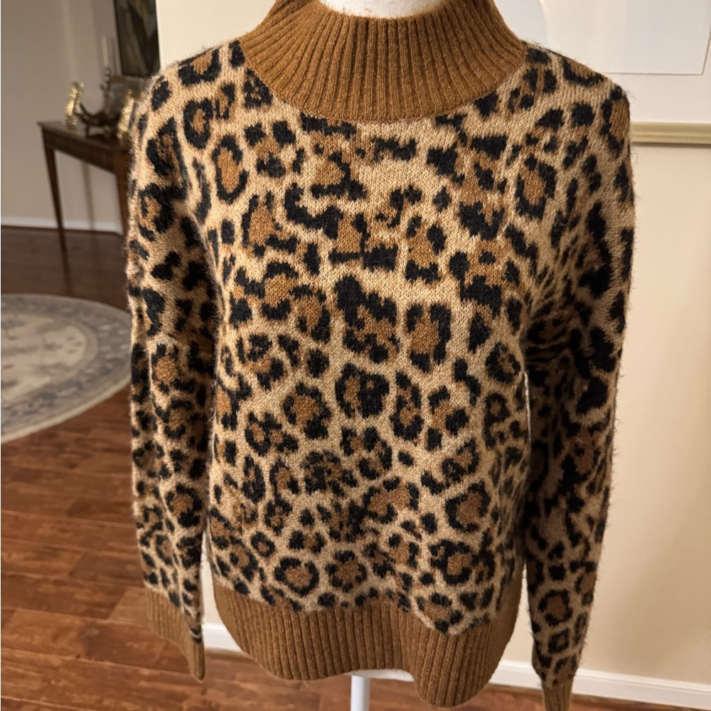 Anne Taylor LOFT Cheetah Print Mock Neck Sweater. So cute and versatile. - Picture 1 of 6